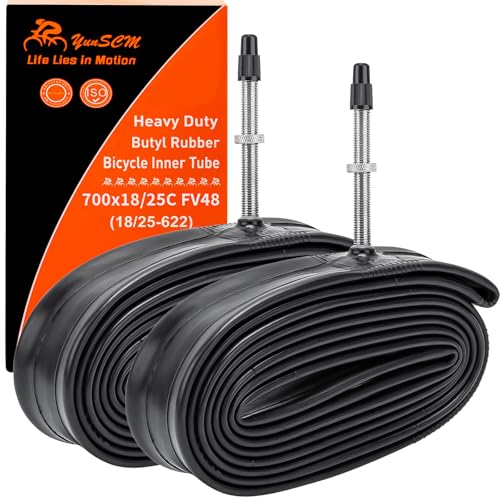 700C Heavy Duty Bike Tubes 700x18C/23C/25C FV48 Presta Valve (18/25-622) 700C Bicycle Inner Tubes Compatible with 700x18C 700x20C 700x21C 700x22C 700x23C 700x25C Bike Tire Tubes 2-PCS