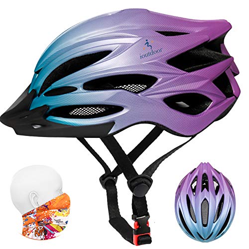 Casque de Vélo VTT Adulte, Casques de Vélo de Vélo Dames, Réglable 56-62 cm, Filet Anti-Insectes, Visière Détachable, Léger 22 évents Casque de Vélo...