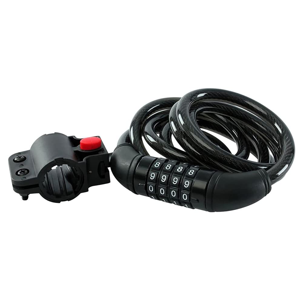 Dekton Black Dt71200 10X1200mm 4 Digit Combination Cable Lock With Holder, Weather And Scratch Resitant, Ultra Strong, Ideal For Bikes, Motorbikes, Scooters/Ladders/Gates/Warehouse.