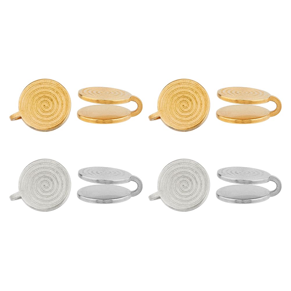 4 paia di orecchini a pressione in 2 colori per cheloidi in acciaio inox, orecchini a clip 11 x 11,5 mm, orecchini a pressione regolabili con cheloidi, per donne, uomini e donne