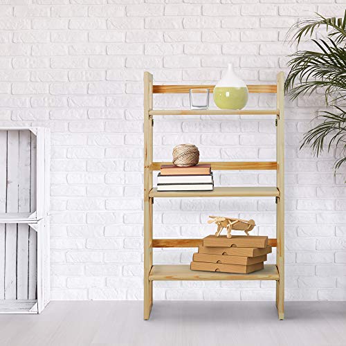 Image of Casual Home 3-Shelf Student 20.75 inch Wide Folding Bookcase, Natural (New)