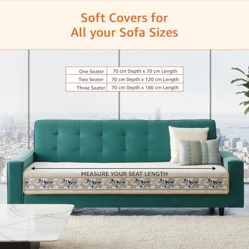 Image of Amazon Basics Jacquard Sofa Cover for Three Seater, Smooth Plain Weave, Non-Slip Sofa Pad, 70x180 cm, Soft Silicone Grip Dots, 100% Polyester, Machine Washable - Grey