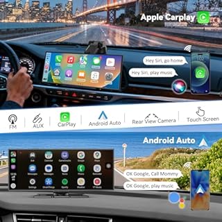 11.5" Extra Large Wireless Apple CarPlay Screen for Car, 4K Portable Car Play Screen & Android Auto HD Touch Screen, Dash Cam Front and Rear, App Control, Mirror Link, Voice Control, GPS, Bluetooth
