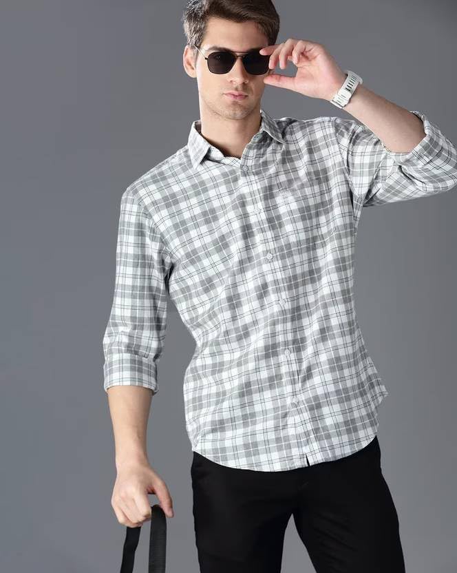 Image of NoseQueen Men's Checked Cotton Shirt | Full Sleeve Regular Fit Casual Shirt for Men | Soft Breathable Checkered Shirt