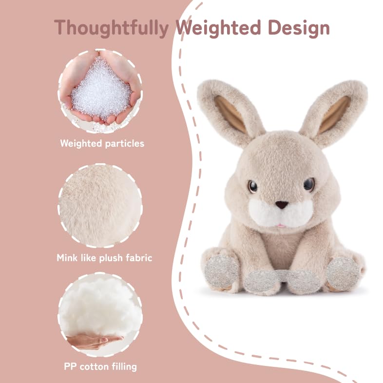Image of Niuniu Daddy Weighted Stuffed Animals, 14 in 3.5 lbs, Rabbit Comfort Plush | Heavy sensory lap pad, lying body pillow for sleeping, machine wash, huggable plushies, soothing gift for kids and adults