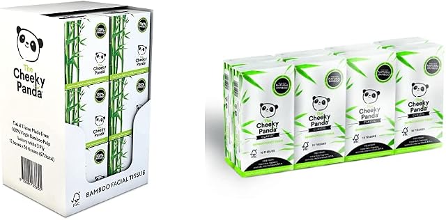 The Cheeky Panda Bamboo Facial Tissues | Bulk Box of 12 Packs| Cube Box, 3 Ply & Bamboo Pocket Tissues, Hypoallergenic, Eco-Friendly, Super Soft, Strong & Sustainable, 80 Count (Pack of 8)