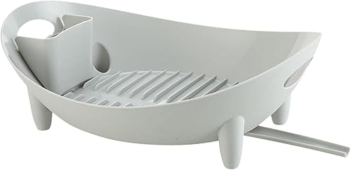 Miniatura 7 de Escurridor de platos, escurridor de platos, antideslizante, compacto, con salida de drenaje, multiusos, organizador de platos, tazón, vasos, cesta