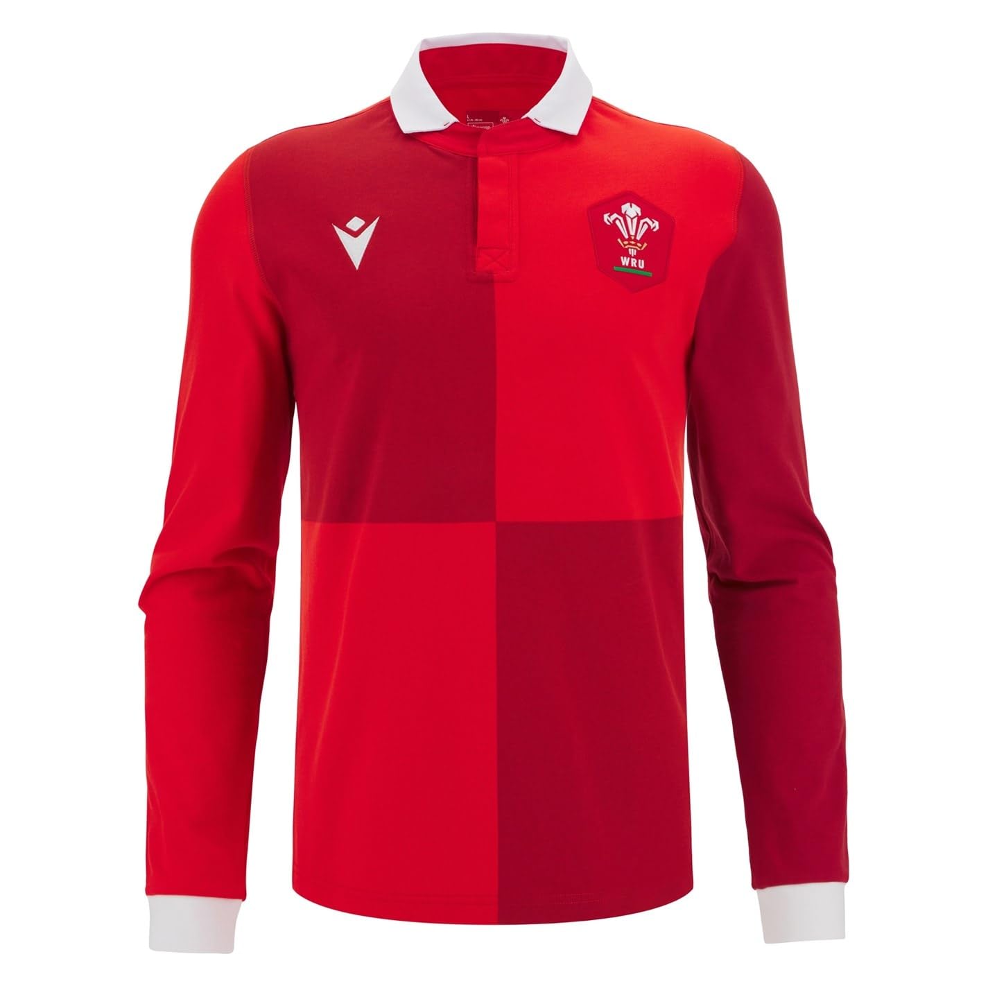 Macron Men's Red Wales Rugby Long Sleeve Home Shirt 2025 Adults Xxl