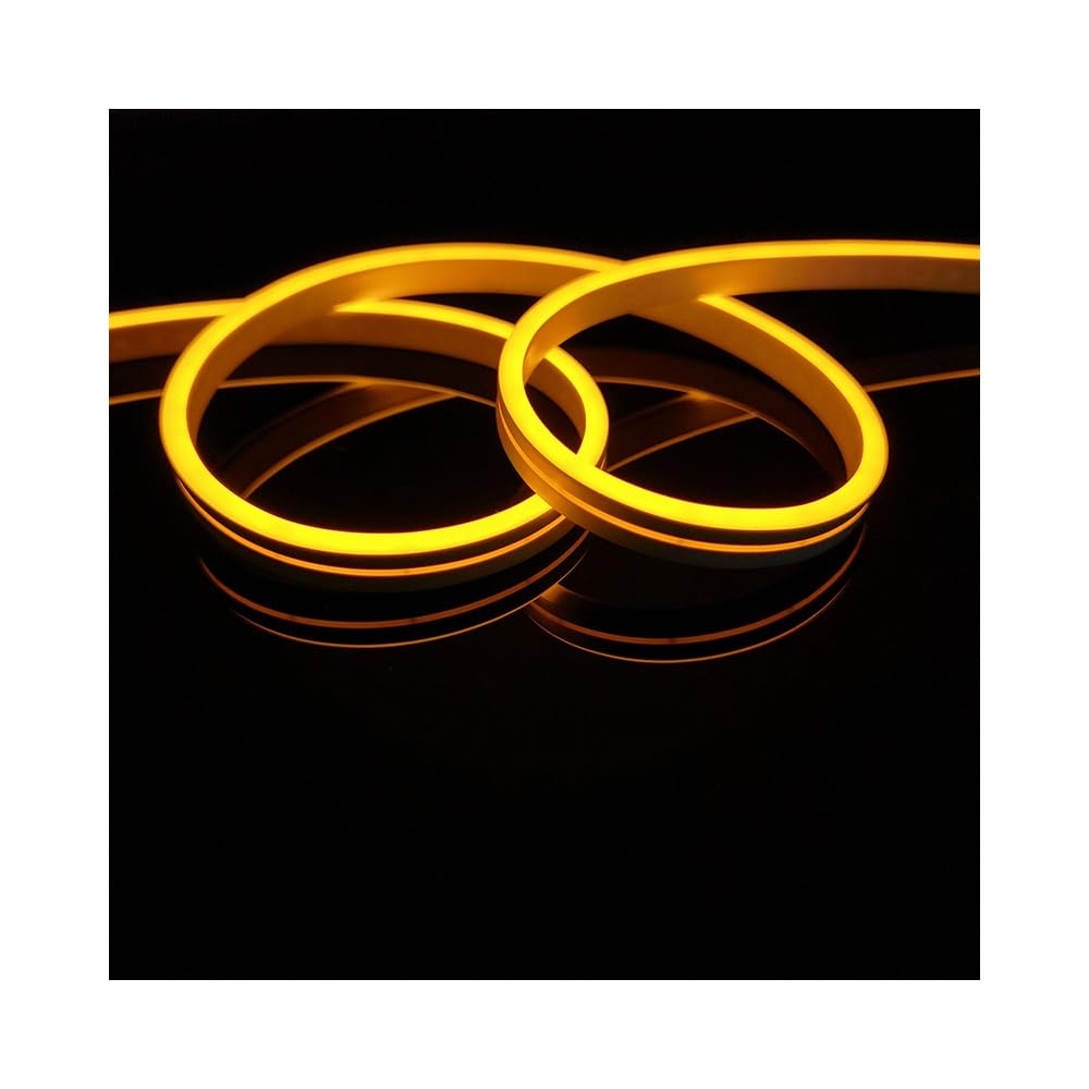 Tira de luces LED de neón flexibles e impermeables de 12 V, 2 metros, tubo de silicona cortable, 1 unidad(Yellow)
