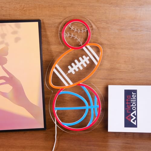 Image of Football Basketball Baseball Neon Signs Sports-Themed lamp Ideal for Children Kids Gifts Ball Game LED Light Decorative Gym Stadium Dormitory Home Bedroom Man Cave Wall Decor