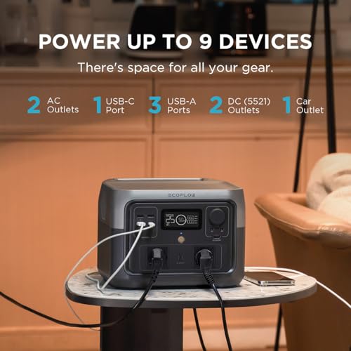 Image of EF ECOFLOW Portable Power Station RIVER 2 Max, 512Wh LiFePO4 Battery, 10 Year Life, 0% - 100% Charge in 60 mins, Power 11 Appliances at once, 230V - 50Hz India Voltage, For Outdoor Use & Home Backup