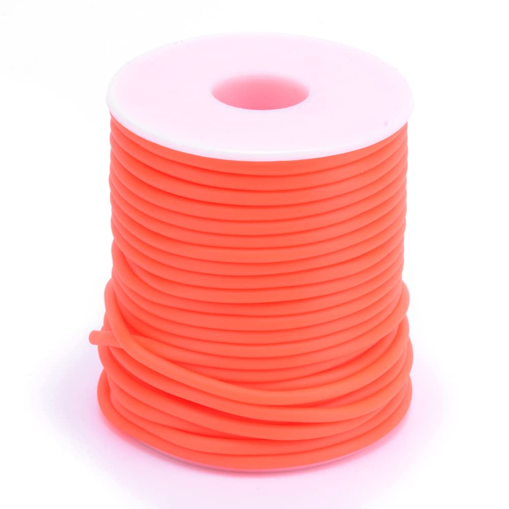 Craftdady 15m Hollow Pipe Tubing PVC Rubber Cord Rubber Tube Cord Wrapped Around For Memory Wire Necklace Bracelet Knitting, Orange Red