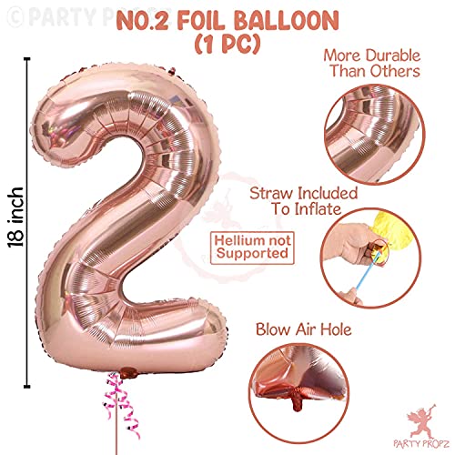Image of Party Propz 2nd Birthday Decorations Kit - Pack Of 64pcs, I Am Two- Rose Gold Baby Birthday Decoration Kit for Girls, Rose Gold Balloons for Decoration (Cardstock)