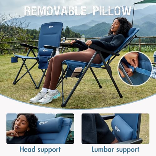Chaise de camping robuste supportant 181,4 kg avec dossier réglable haut et ergonomique