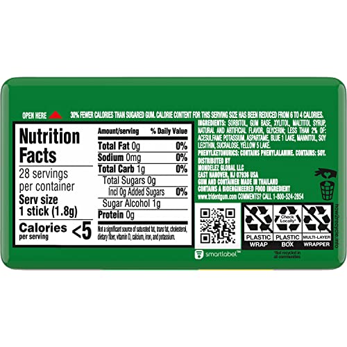 Image of Trident Spearmint Sugar-Free Chewing Gum, 6 Packs of 28 Pieces (168 Total)