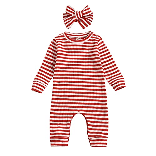 Image of Aimaopao Newborn Infant Baby Girl Romper Bodysuit Girls Stripe Print One Piece Jumpsuit Pants Clothes Outfits
