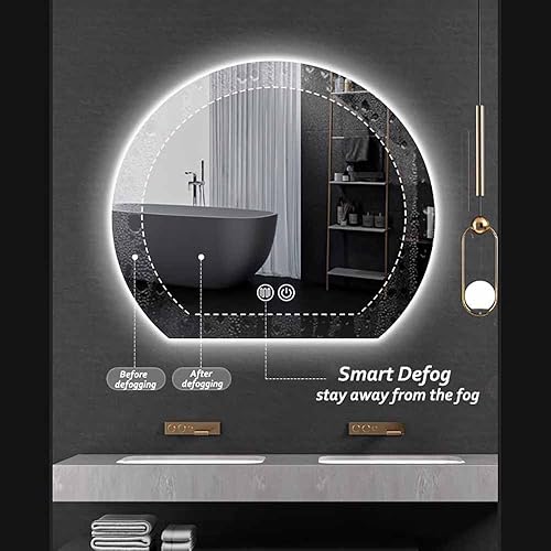 Miniatura 5 de Espejo de baño LED de 40 pulgadas, espejo de tocador de baño de media luna, antiempañamiento, espejo de pared con luces, espejo semicírculo de luz