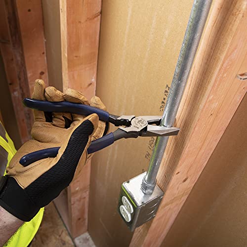 Klein Tools 12098 High Leverage Universal Lineman Combination Pliers with Crimping Die, Toothed Pipe Grip, Induction Hardened Knives, 8-Inch - Image 5