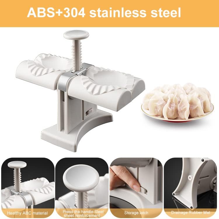Dumpling Maker Mould,Household Double Head Automatic Dumpling Maker Mould,Ravioli Press Mold,Stainless Steel Dumpling Maker,Ravioli Dumplings Empanadas Cooking Easy-Tools - Image 5
