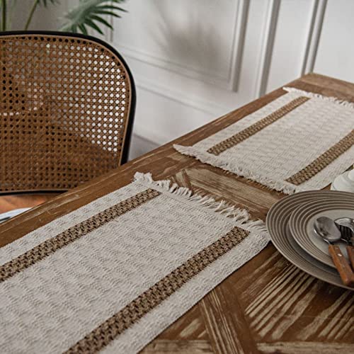 Set-of-4-Farmhouse-Burlap-Placemats-Rustic-Woven-Bohemian-Placemats-Cotton-Linen-Washable-Place-Mats-for-Wedding-Home-and-Dining-Christmas-Table-Decor Set of 4 Farmhouse Burlap Placemats Rustic Woven Bohemian Placemats Cotton Linen Washable Place Mats for Wedding Home and Dining Christmas Table Decor