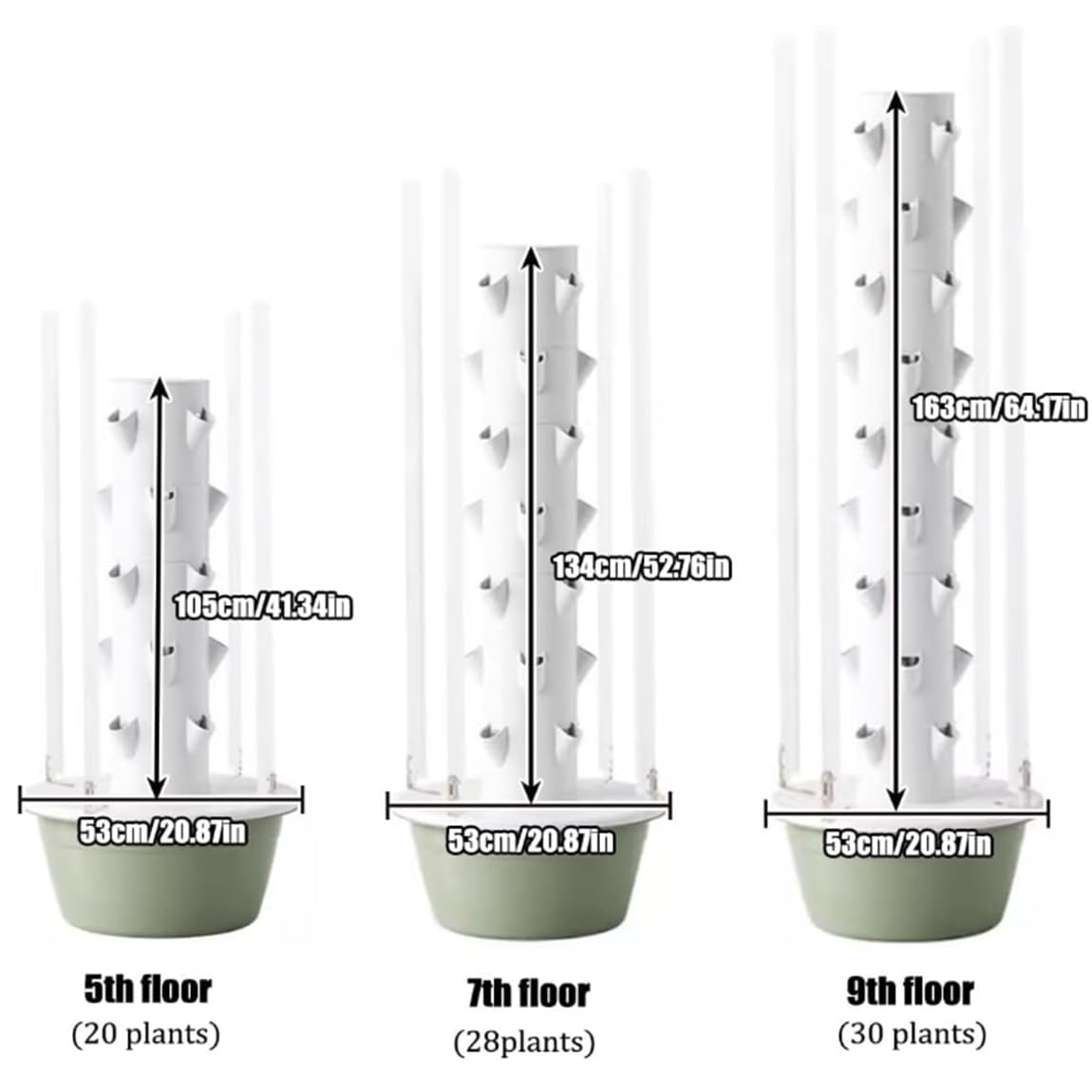 Huerto Inteligente hidropónico para Interiores y Exteriores con Torre para Hierbas, Frutas y Verduras, 5/7/9 Capas, Kit de Cultivo aeropónico Vertical con Temporizador Inteligente,20holes