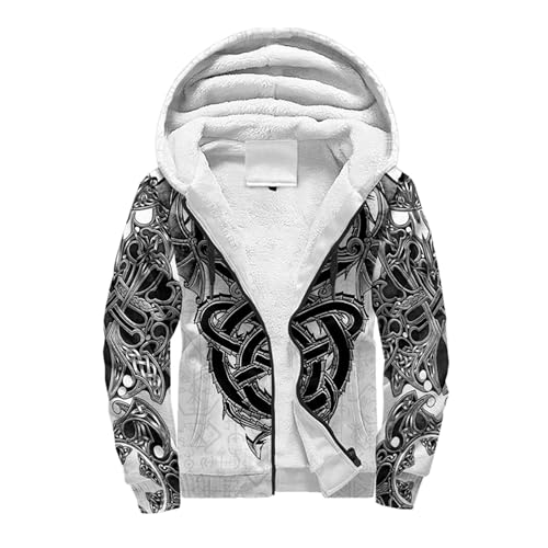 Viking Celtic Knot Tattoo Winter Jackets for Men, Full Zip Novelty