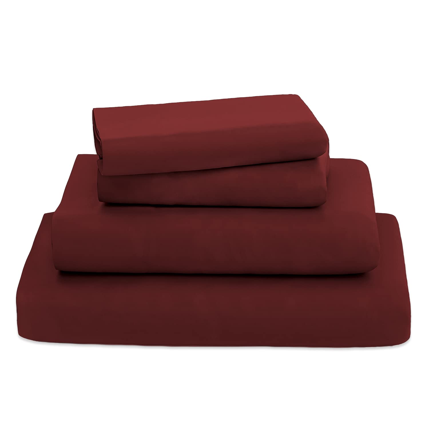 Poligino Lenzuola Matrimoniali 160 - Completo Lenzuola 4 Pezzi in Microfibre - Lenzuolo con Angoli - Lenzuola Sopra - 2 Federa 50x80 - Lenzuola Matrimoniali 160x190/200cm Bordeaux