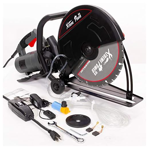 XtremepowerUS Electric 14" Cut Off Saw Wet/Dry Concrete Saw Cutter Guide Roller with Water Line Attachment 2800W (with 14" Blade)