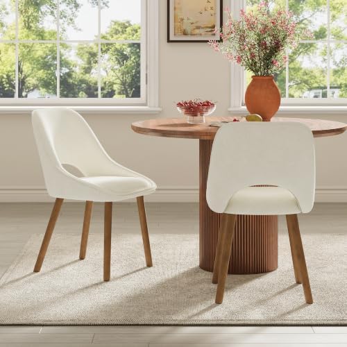 Upholstered Dining Chairs Set of 2, Mid-century Wooden Kitchen Ch...
