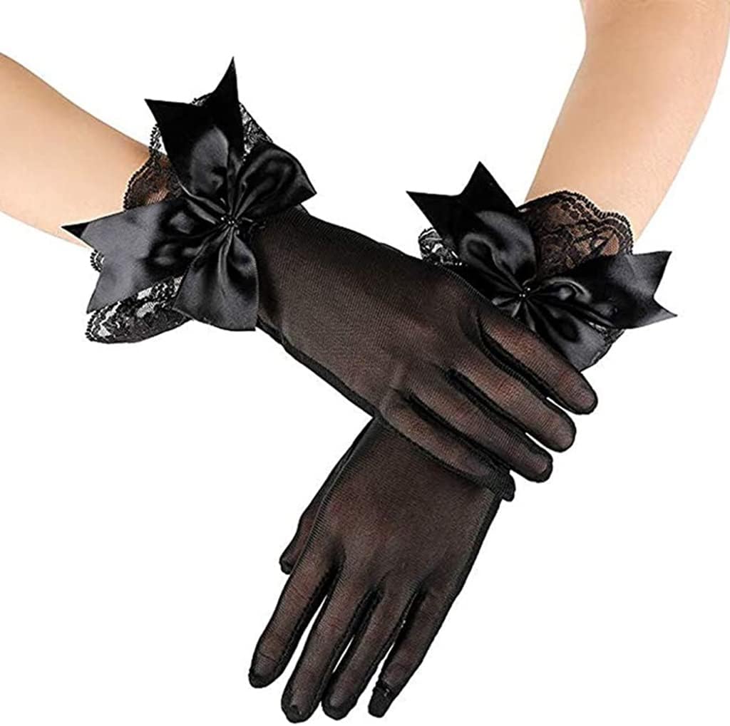 Lace Women's Short Sleeve Stretch Mesh Wedding Bridal Masquerade Costume Gloves