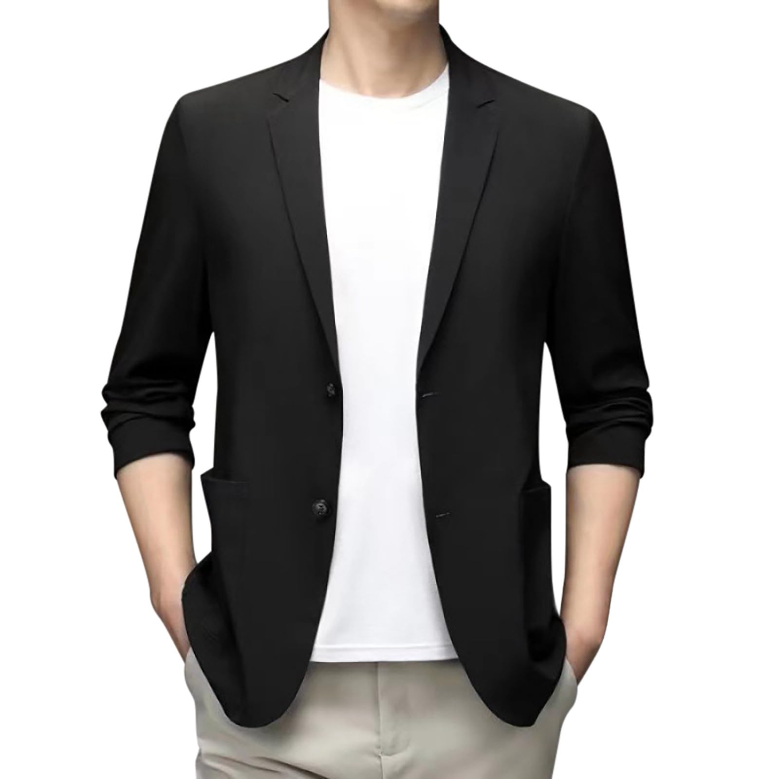 Spring Summer Mens Lightweight Summer Suit Jacket Casual Stretch