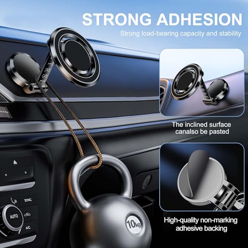 Image of for Foldable Magsafe car Mount - 360 Base Rotating Car Dashboard Magnetic Cell Phone Holder, Powerful Magnet Car Phone Holder, Compatible with All Smartphones-MagSafe Car Accessories