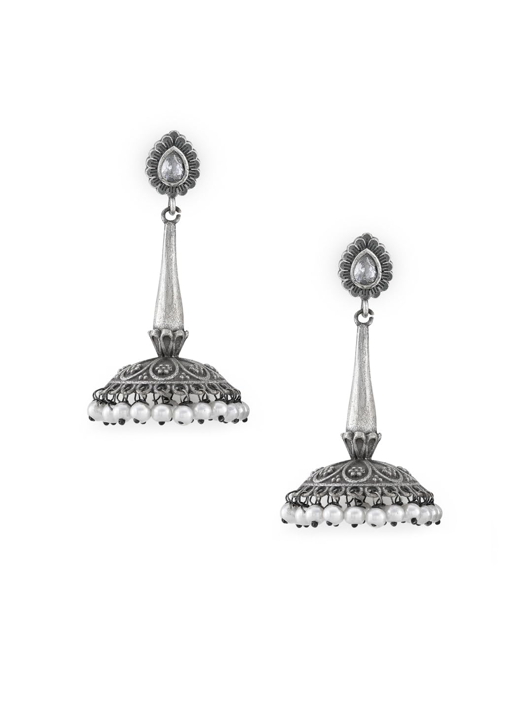 See full amazon price history chart for El Regalo Uniquely Handcrafted Oxidized Brass Jhumka Earrings- Silver Lookalike Ethnic Victorian Style Stones Long Jhumka Earrings for Women (White) El Regalo Uniquely Handcrafted Oxidized Brass Jhumka Earrings- Silver Lookalike Ethnic Victorian Style Stones Long Jhumka Earrings for Women (White) (B0D47HGTNT) Amazon Price History, Amazon Price Tracker