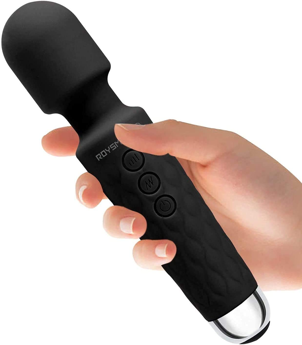 Roysmart Wand Massager - 8 Powerful Speeds and 20 Vibration Patterns - Handheld Electric Personal Massager - Waterproof Portable Massager for Back Neck Shoulder Legs