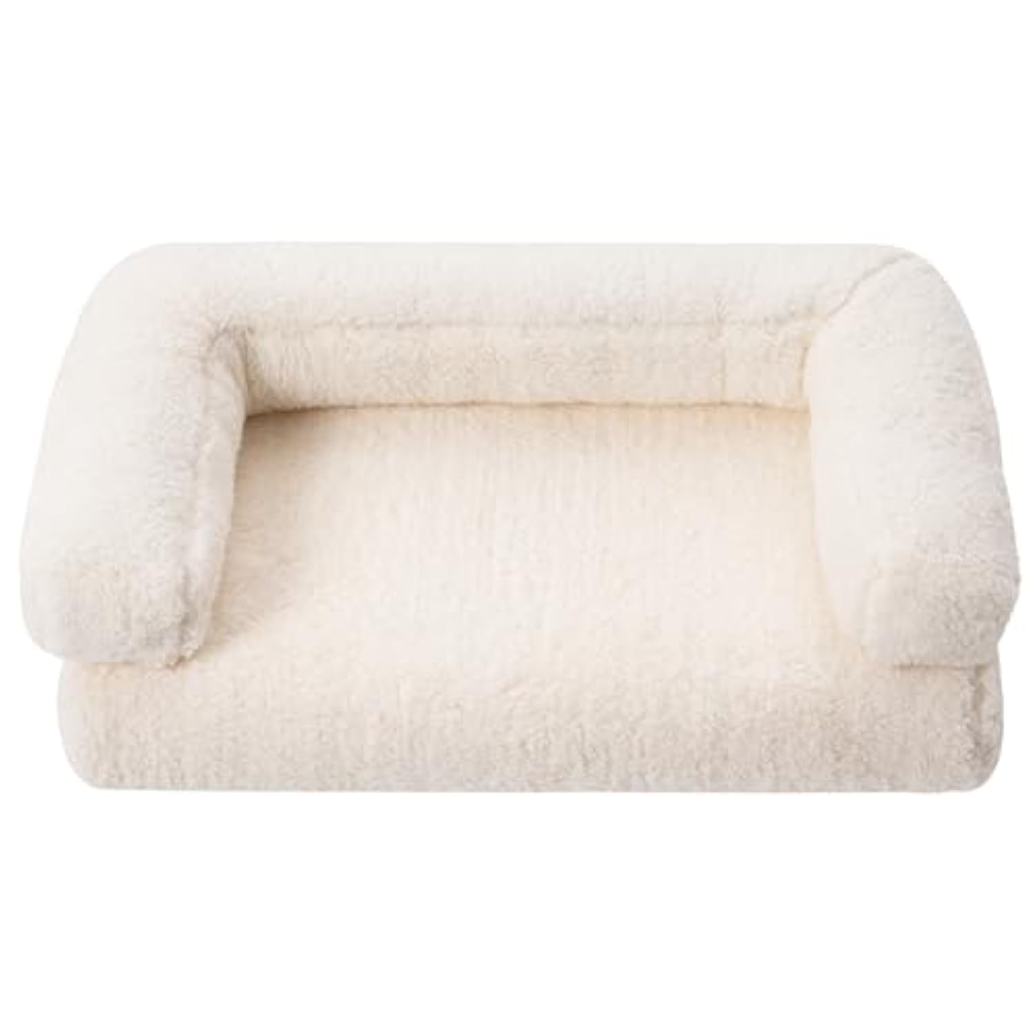 Small Dog Bed with Anti-Slip Bottom, Cat Bed with Removable Washable Cover, Plush Pet Bed for Dogs and Cats, White Cute Dog Pillow Bed, Calming Cat Couch Bed for Indoor, Outdoor