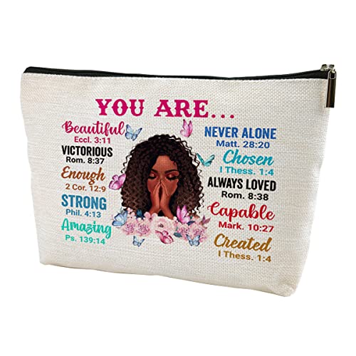 African American Cosmetic Bag Gift - You are Unique Special Lovely Chosen Forgiven Travel Makeup Zipper Bag Black Girl & Women Inspirational Gifts for Friends,Sisters