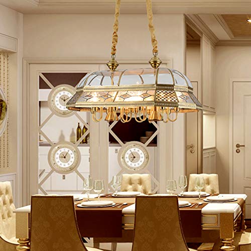 FZQSXAZU Lámpara de araña de Estilo Europeo, de Cobre, para Bar, Mesa, Comedor, Dormitorio, Rectangular, Retro, 80 x 45 x 28 cm, para Cocina.
