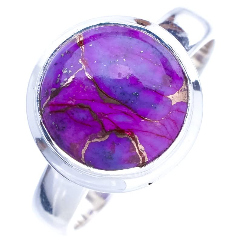 Bague en argent 925 turquoise naturelle cuivre fait main taille 56,5
