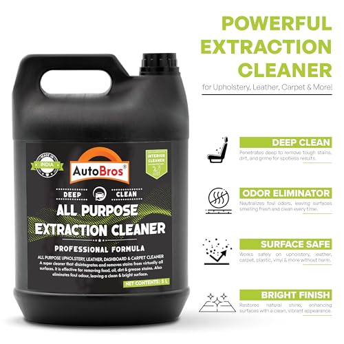 Image of AutoBros All-Purpose Extraction Cleaner - 5Ltr | Deep Cleaning Upholstery, Leather, Dashboard, Vinyl, Plastic & Carpet Cleaner | Cleans Food, Oil, Dirt & Grease Stains | For Car Interior & Exterior