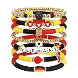 Blinket 7 PCS Germany Soccer Bracelet for Sports Events, Friendship Bracelets Soccer Sport Fan Stretch Bracelet for World Cup Sports Game Team Coach International Match