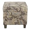 Homepop classic square storage ottoman with lift off lid ottoman with storage for living room bedroom gray floral  urban country home decor