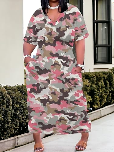 Image of SUZONANA Plus Size Dresses for Curvy Women African Print American Dress Summer Outfits Casual Loose with Pocket