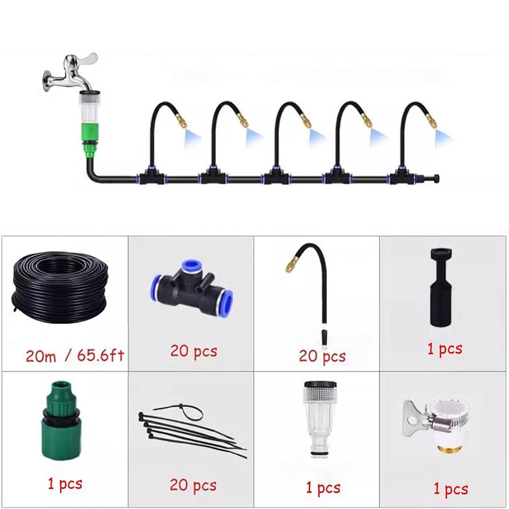 Kit di irrigazione a goccia per giardino, irrigazione a goccia automatica per piante in vaso e arbusti, tubo flessibile regolabile a 360° con irrigatore regolabile(20m/65.6ft)