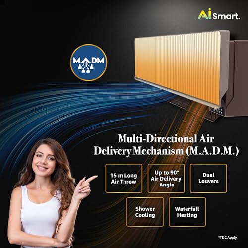 Image of Lloyd Stunnair 1.5 Ton 5 Star AI Smart Wi-Fi Inverter Split AC (6 in 1 Expandable, Cools Up To 60C, Find Me, Mood Lighting, In-Built Air Purifier, Direct Voice Command, Beige & Cocoa, GLS19V5ASOQZ)