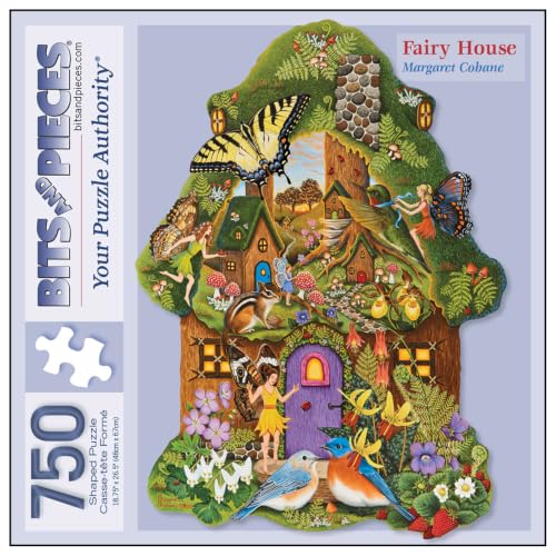 Bits and Pieces Jigsaw Puzzles para Adultos 750 Piezas - Casa de Hadas en Forma | Rompecabezas con Borde en Forma 500 Piezas - Cartón Reciclado - Colores Brillantes - Sin Encajes Falsos