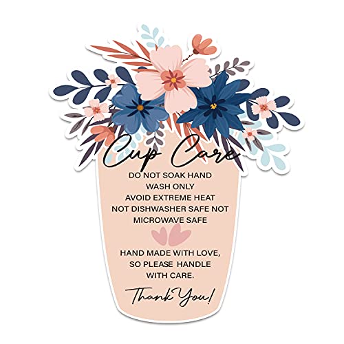 Muzru 50pcs Tumbler Care Instructions Cards – Cup Care Instruction Insert for Small Business – Customer Directions Cards…