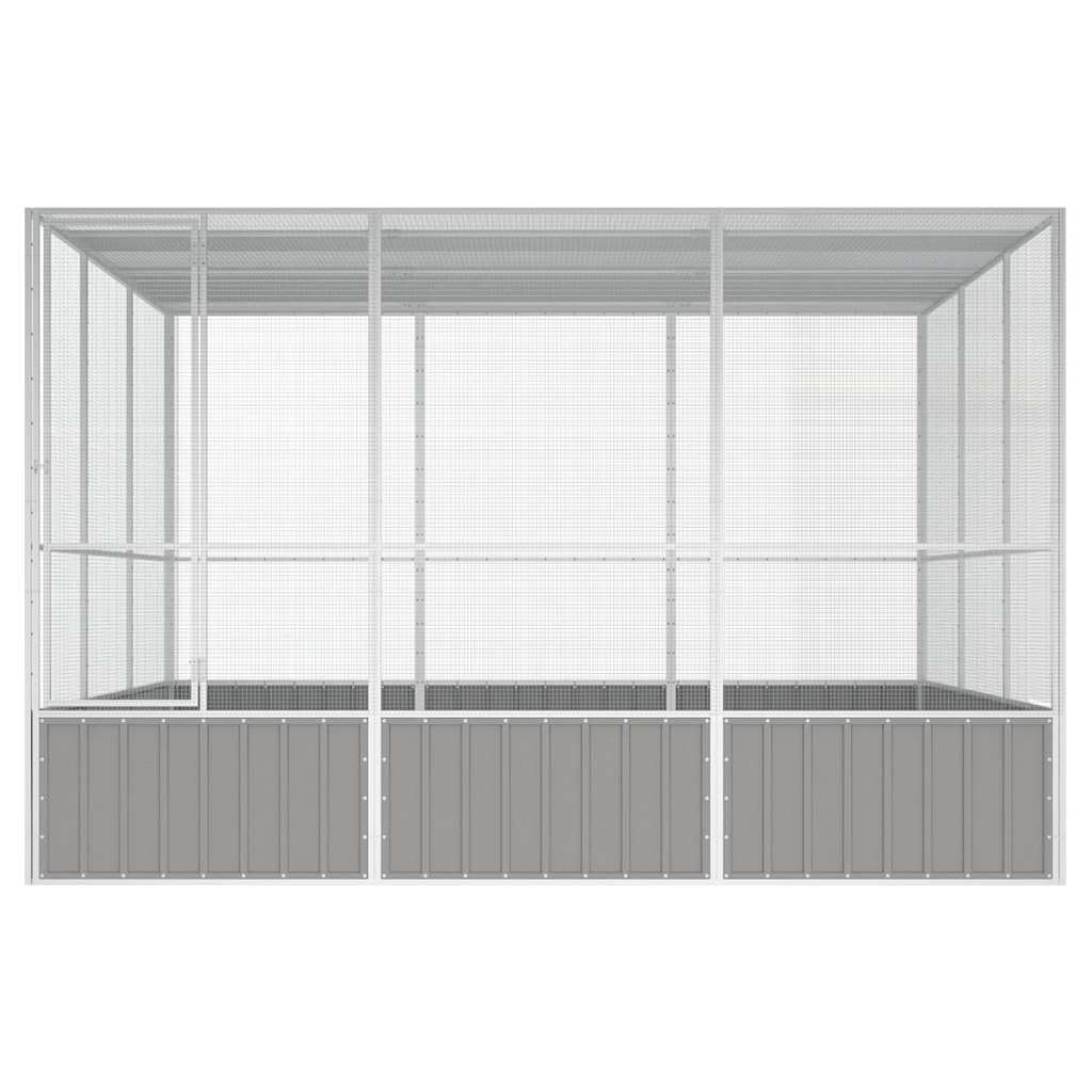 Vogelkäfig Grau 302,5x324,5x211,5 cm Verzinkter Stahl,Tier- & Haustierbedarf,Haustierbedarf,Vogelbedarf,Vogelkäfige & -ständer,Grau,87 kg-171553