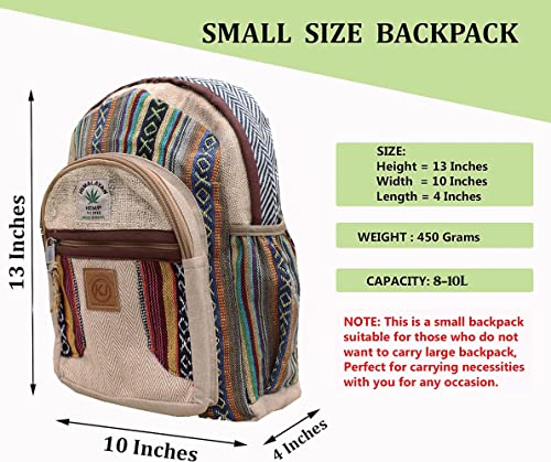Image of Handmade Natural Hemp Nepal Backpack Purse for Women Small Lightweight Daypack (DAYPACK3)