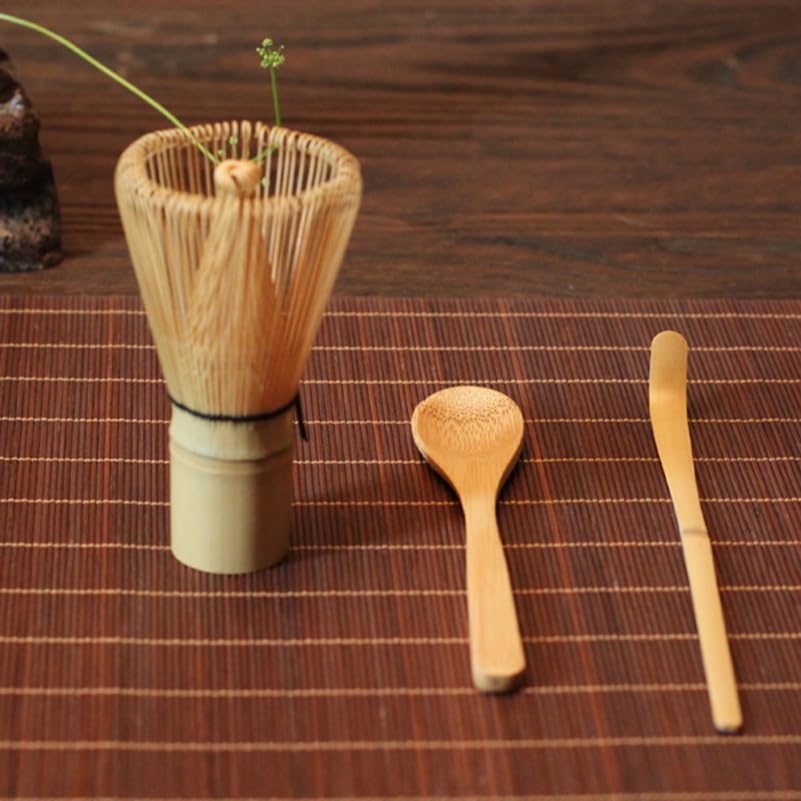 1 Set of Bamboo Matcha Whisk Set, Includes Chasen, Tea Spoon, Chashaku, Traditional Japanese Tea Ceremony Accessories for Daily Use, 4.33 X 2.36 X 2.36 Inches