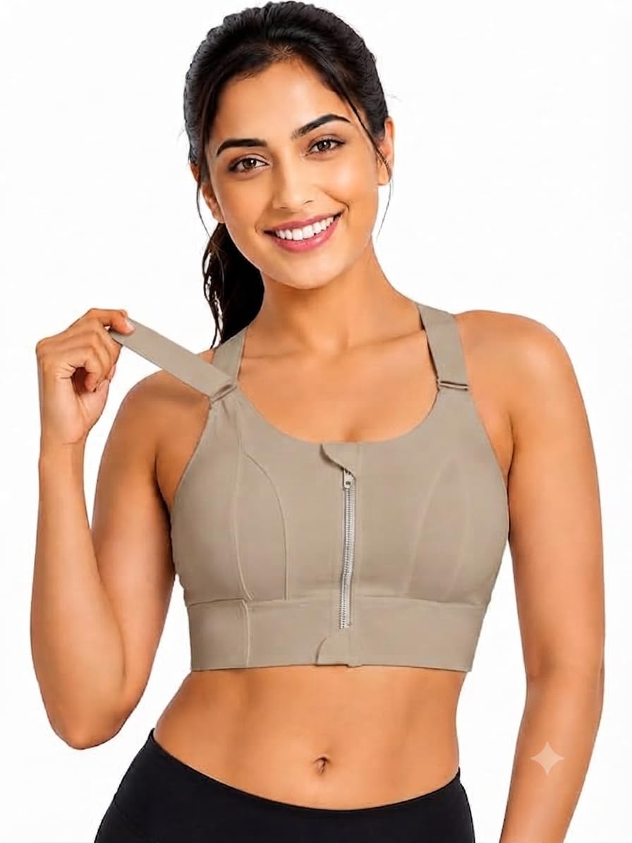 Women Polyester Spandex High Impact Front Zip Sports Bra Longline Fitness Racerback Back Crop Tops for Gym, Yoga & Workout - Size: S to 4XL-picture-25
